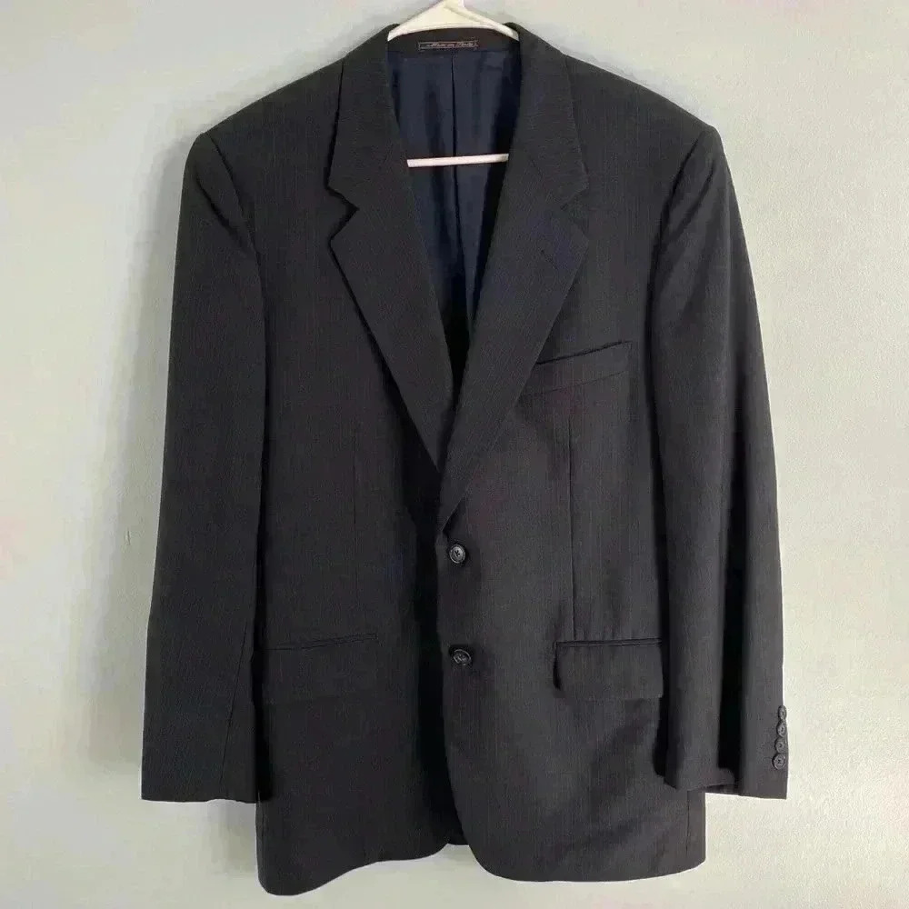 Corneliani Men's Pinstripe Virgin Wool Navy Blue Blazer Jacket Size EU 50 /US 40